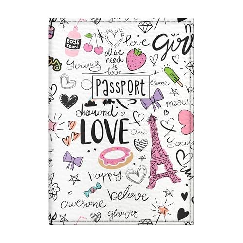 Quttie Passport Cover for Kids, Women and Men, Cute Travel Passport Holder (Paris Pattern) - Image 1