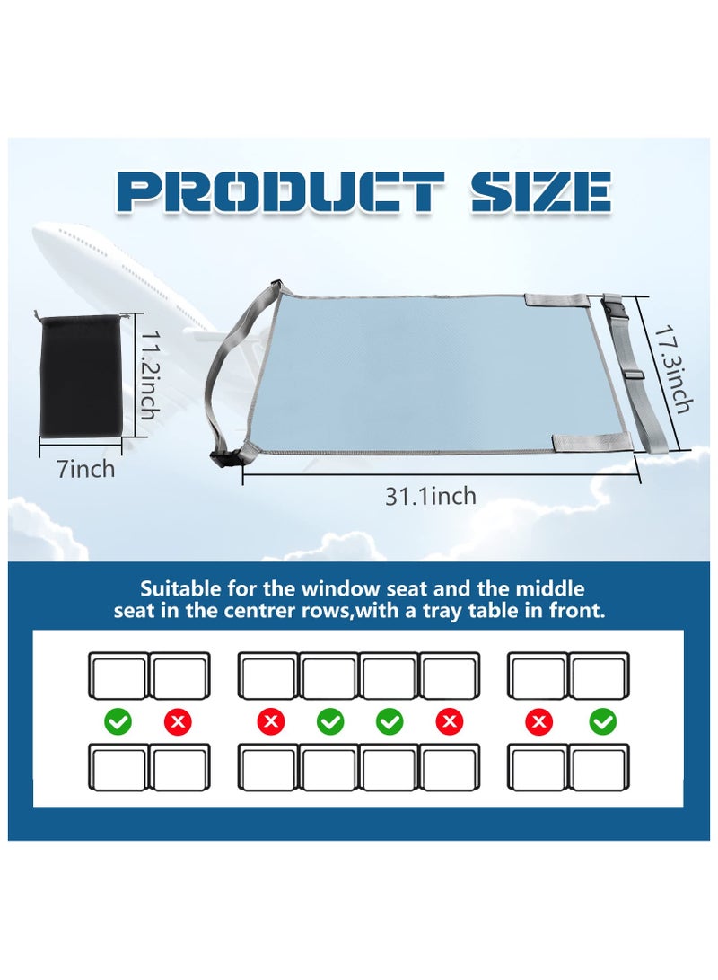 أنمي سرير طائرة للطفل الصغير، مسند أقدام للأطفال، موسع مقعد الطائرة لمقعد الأطفال، سرير محمول للسفر للأطفال، مسند أرجل للأطفال للاستلقاء على الطائرة (أزرق) - Image 3