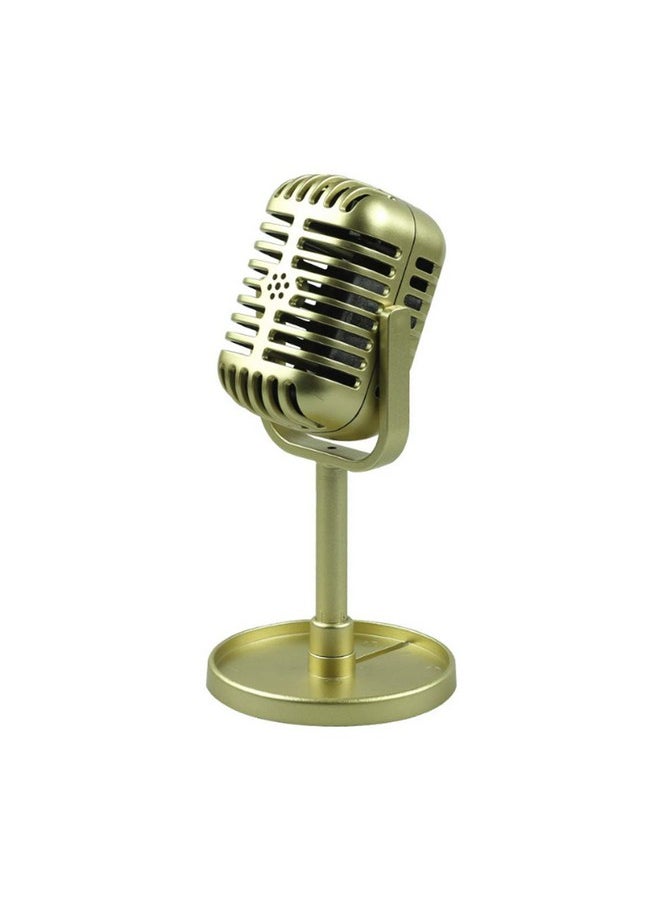 JANOU Retro Microphone Props Model Vintage Plastic Microphone Stage Table Decoration For Kids Party Favors (Gold)  - Image 4