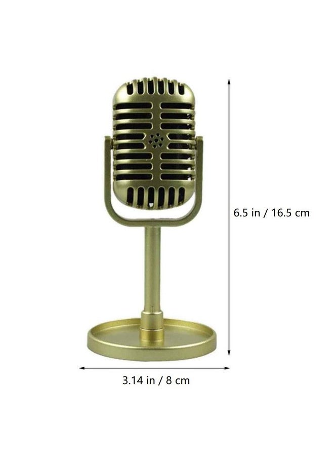 JANOU Retro Microphone Props Model Vintage Plastic Microphone Stage Table Decoration For Kids Party Favors (Gold)  - Image 3