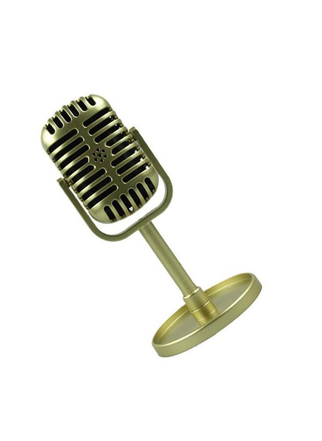 JANOU Retro Microphone Props Model Vintage Plastic Microphone Stage Table Decoration For Kids Party Favors (Gold)  - Image 5