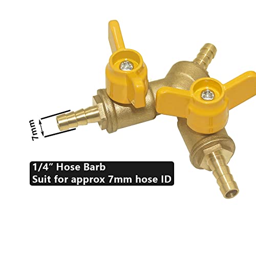 Hooshing 3 Way Shut Off Valve 1/4" Hose Barb 2 Switch Y Shaped Ball Valve Soild Brass with Stainless Clamps for Water Fuel Air - Image 2