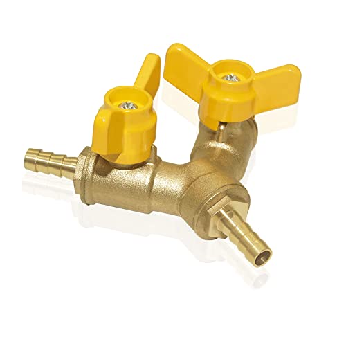 Hooshing 3 Way Shut Off Valve 1/4" Hose Barb 2 Switch Y Shaped Ball Valve Soild Brass with Stainless Clamps for Water Fuel Air - Image 3