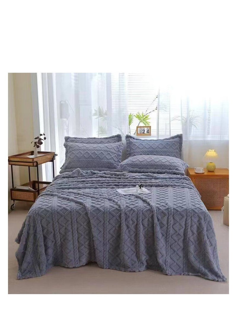 BAIG Blanket and matching pillowcases Wool Blanket Double Layer Thickening Blanket Warm Plaid Fleece Super Warm Soft Throw Sofa Bed Cover 2pcs pillowcases  230*200cm