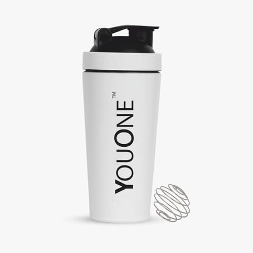 YOUONE Stainless Steel Shaker Bottles For Gym - 100% Leakproof Guarantee, Ideal For Protein, Pre Workout, Bcaas & Water Bpa Free Material (White) - Image 1