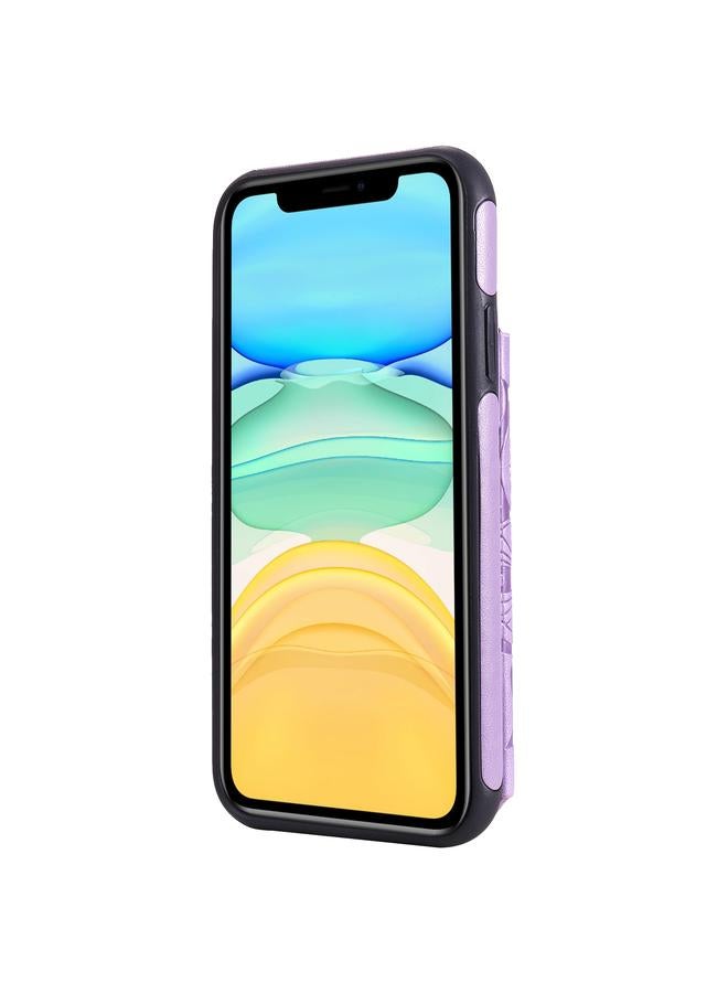 S-TOP Case For iPhone 11 Flower Embossing Pattern Shockproof Protective Case with Holder & Card Slots & Photo Frame - Image 3