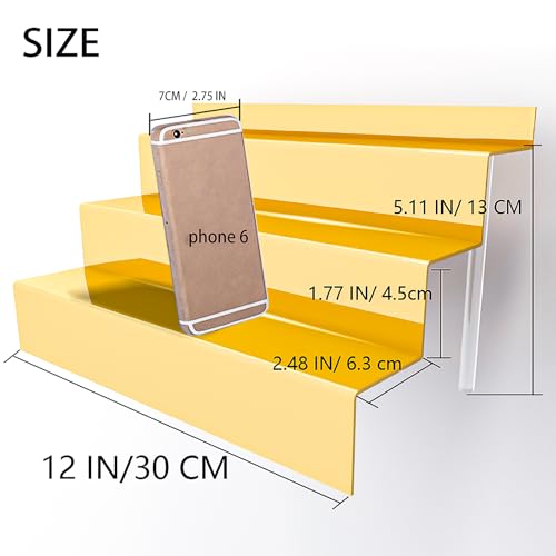 YMVV 12 IN Mirror Gold Acrylic 3 Tier Display Riser Perfume Organizer, Perfume Cologne Organizer Holder, Pops Toy Figures, Clear Cupcake Riser, Dessert Shelf - Image 5
