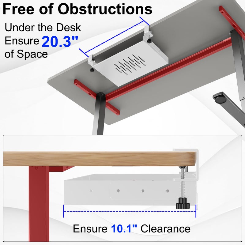 BYMECOST No Drill Under Desk Storage Shelf, Metal Under Desk Drawer Organizer with Clamp, Mount Under Desk Shelf Adds Tray, Desk Drawer for Office Desks, Table, Gaming Desk, Workstations (White) - Image 4