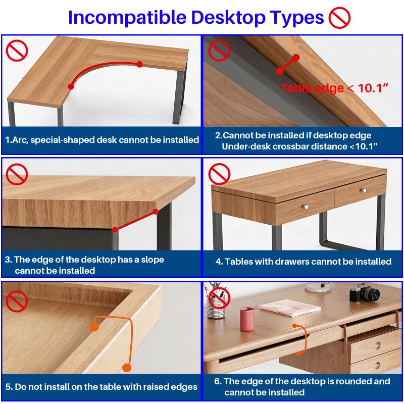 BYMECOST No Drill Under Desk Storage Shelf, Metal Under Desk Drawer Organizer with Clamp, Mount Under Desk Shelf Adds Tray, Desk Drawer for Office Desks, Table, Gaming Desk, Workstations (White) - Image 2
