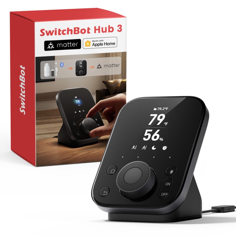 SwitchBot Hub 3 3rd Gen Smart Home Hub with 24 IPS Screen Knob Control WiFi Thermometer Hygrometer IR Remote MatterBluetooth 200m AlexaGoogleApple Home Compatible - Image 2