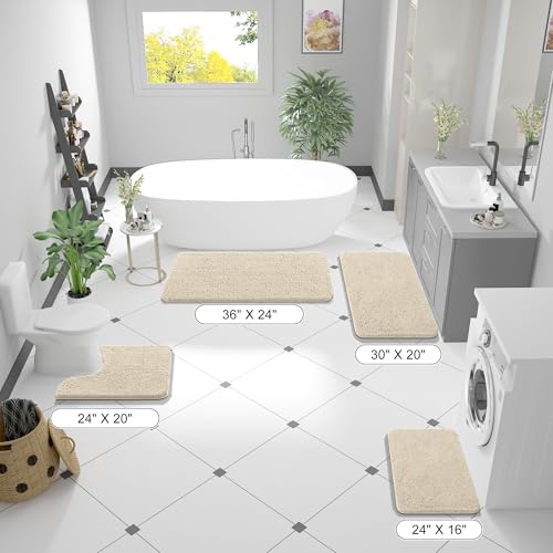 OLANLY Small Bathroom Rugs 24x16 Extra Soft Absorbent Chenille Bath Rugs Rubber Backing Quick Dry Machine Washable Bath Mats for Bathroom Floor Tub and Shower Home Decor Accessories Sand - Image 3