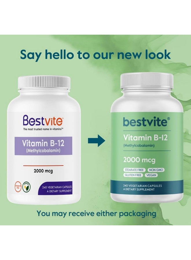 بست فايت BESTVITE فيتامين ب12 (ميثيل كوبالامين) 2000 ميكروجرام (240 كبسولة نباتية) (ميثيل ب12) - بدون ستيرات - نباتي - غير معدّل وراثيًا - خالٍ من الجلوتين - Image 2