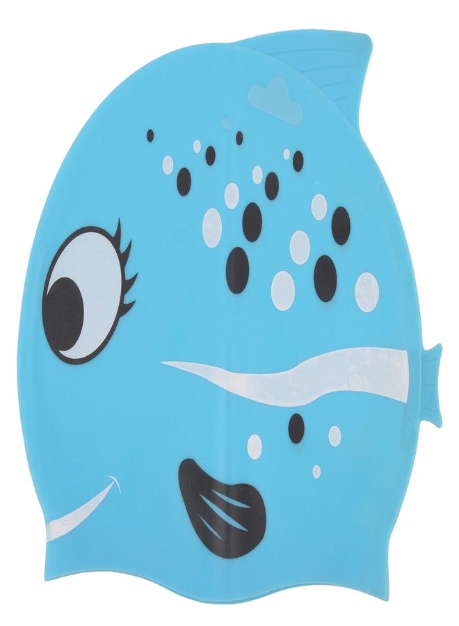 Yellow Bee Fish Silicone Swimming Cap for Kids, One Size, Blue - Image 1