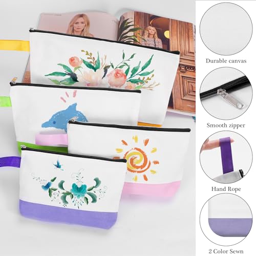 Sinzip 10 Pieces Cotton Canvas Makeup Bag with Bottom and Strap MultiPurpose Cosmetic Bag with Zipper Travel Toiletry Pouch Blank DIY Craft Bag Multicolor 03 S - Image 3