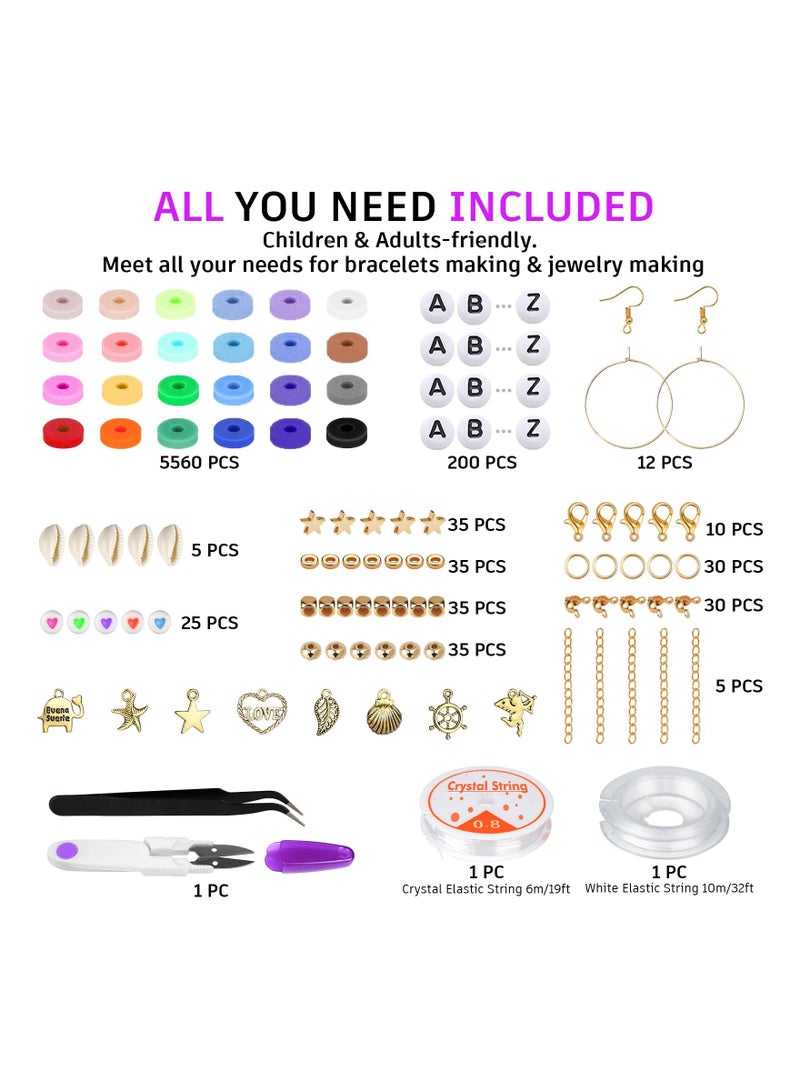 SYOSI 6000PCS Clay Beads for Bracelet Making, (6mm) 24 Colors Polymer Clay Beads Spacer Heishi Beads Preppy Bracelets 6mm Heishi Beads for Jewelry Crafting Heishi Beads for Jewelry Crafting Making Kit - Image 2