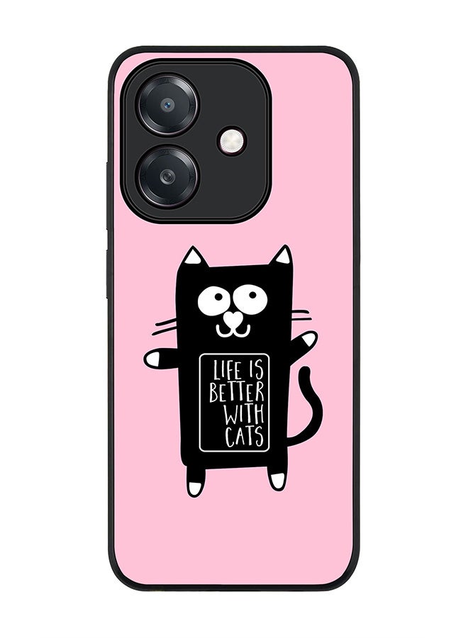 Stylizedd For Oppo A60 5G / A3 5G / A3x 5G Case,Slim fit Camera Protection, Shockproof Thin Phone cover - Life is better with cats - Image 1