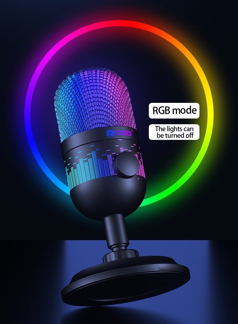 USB microphone, computer game, competitive player, live broadcast, RGB microphone  - Image 4