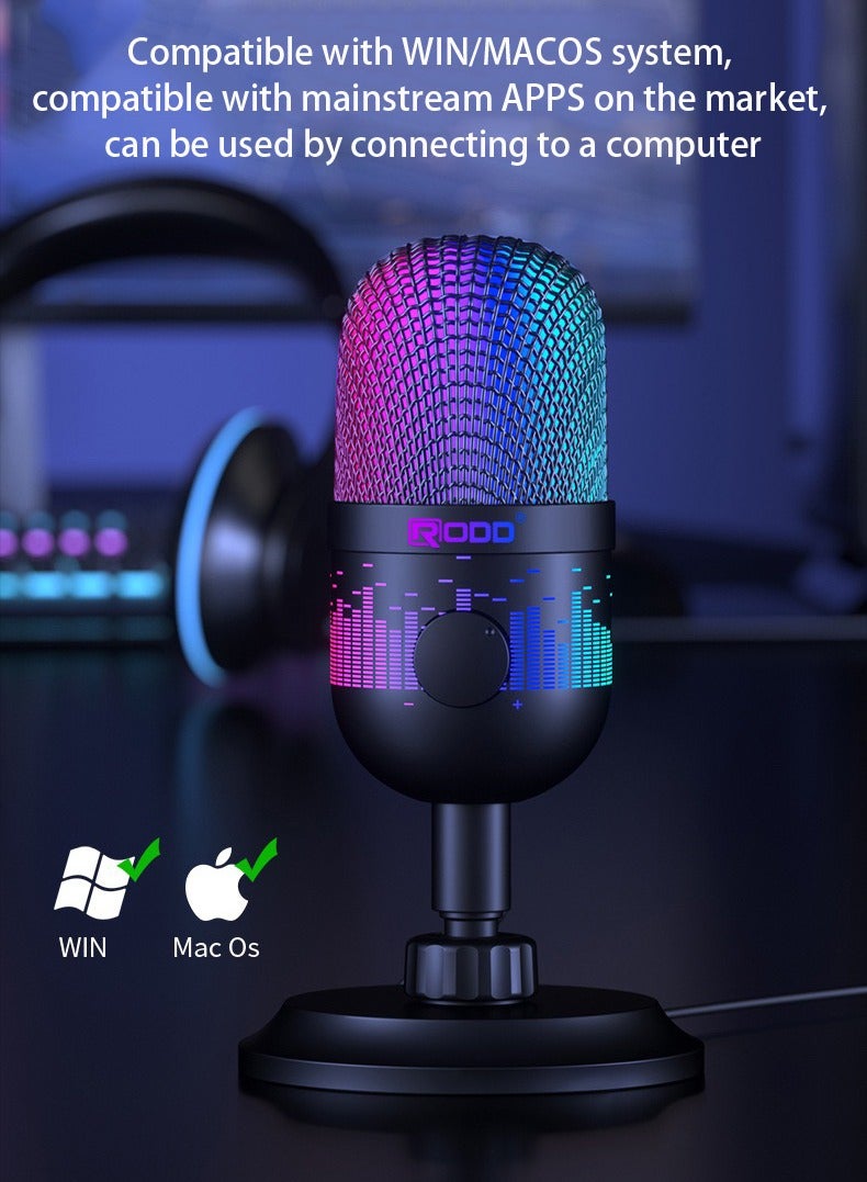 USB microphone, computer game, competitive player, live broadcast, RGB microphone  - Image 3