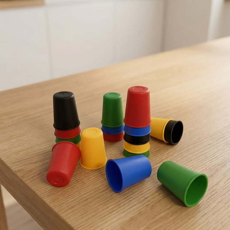 Summer Autumn Parent Child Quick Stack Cups Game 30 Cups 24 Cards 1 Bell Set - Image 3
