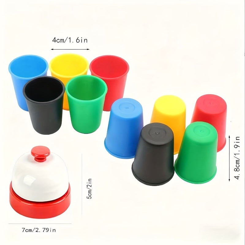 Summer Autumn Parent Child Quick Stack Cups Game 30 Cups 24 Cards 1 Bell Set - Image 2