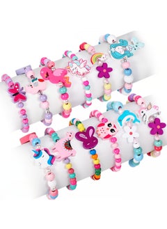 SARAOONT 12 Piece Colorful Beaded Bracelets for Kids Animal & Flower Theme Set, Perfect for Party Favors and Gifts  - Image 1