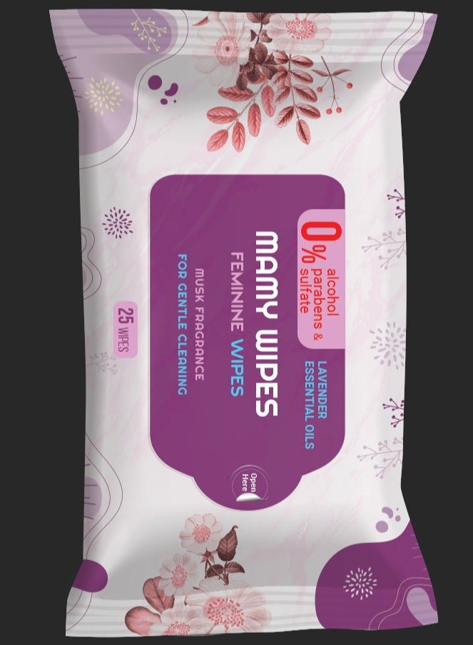 MAMY WIPES Feminine Wipes Musk Fragrance For Gentle Cleaning 25 Pices - Image 2