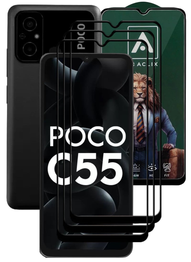 ACLIX 3 Pieces Antistatic ESD Dustproof Premium Quality High Definition Tempered Glass Screen Protector Designed For Xiaomi Poco C55 - Image 1