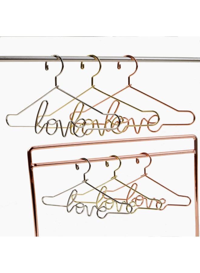 Hanging Plating Color Plating Creative Metal BJD Doll Hanger 3/6 Points Cotton Doll Mini Small Clothes Hanging-Height:120mm Rose Gold Belt Love  - Image 2