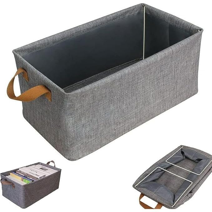 AKSHAHANTRE AKSHAHANTREWardrobe Organizer for Clothes with Metal Frame Rectangle Storage Baskets for Clothing Fabric Storage Box with Handles Shelf Basket for Storage Clothes Pants Jeans Sweater Pack of 1  - Image 1