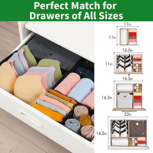 House of Quirk Foldable Clothing Storage Box Drawer Organizer Cube Basket Bins Containers Divider With Drawers For Underwear, Ties, Scarves, Set of 8 (Black, Non-Woven & Cardboard), 28 x 28 x 13 Cm - Image 4
