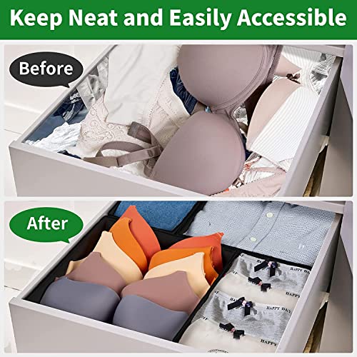 House of Quirk Foldable Clothing Storage Box Drawer Organizer Cube Basket Bins Containers Divider With Drawers For Underwear, Ties, Scarves, Set of 8 (Black, Non-Woven & Cardboard), 28 x 28 x 13 Cm - Image 2