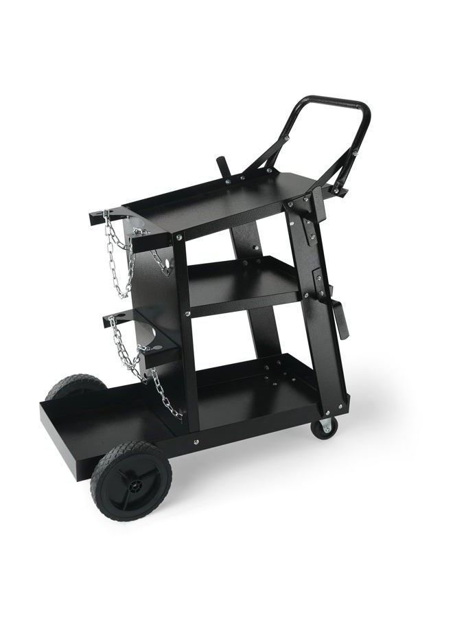 VEVOR Welding Cart, 3-Tier Welder Cart Heavy Duty with 400Lbs Static Weight Capacity, 360° Swivel Wheels, Tank Storage Safety Chains, Rolling MIG Welder Cart for TIG, ARC, MMA Welding Machine - Image 1