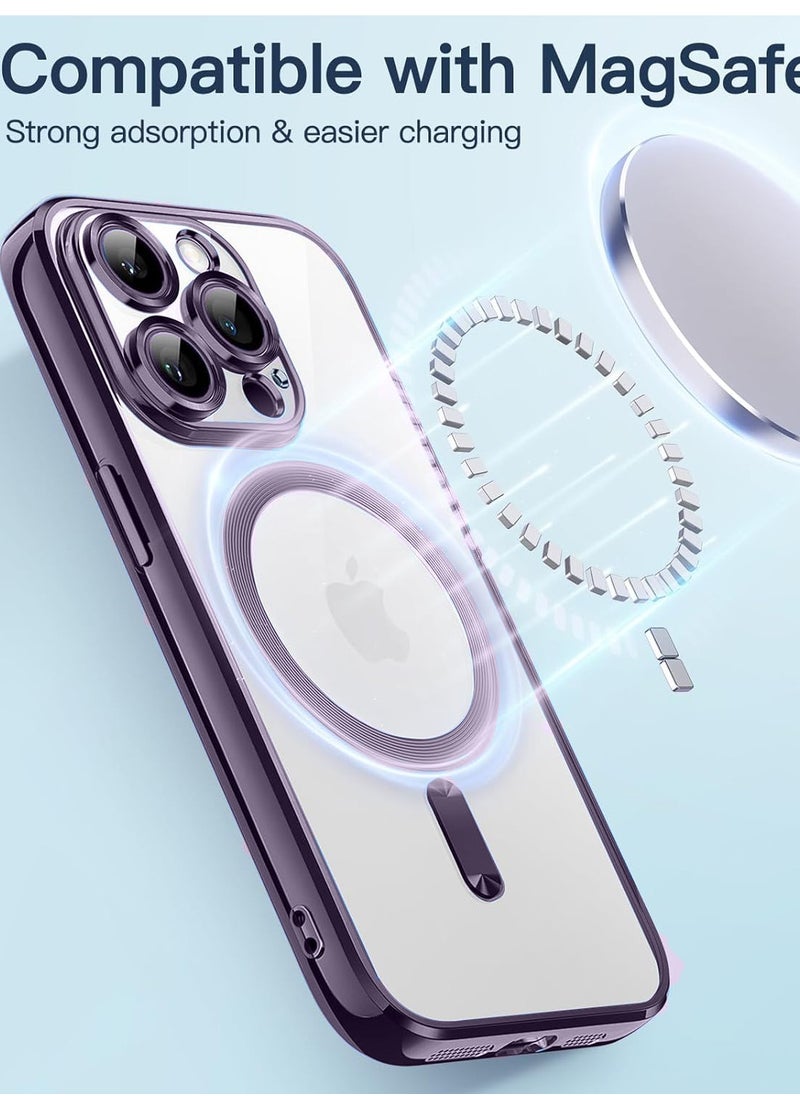 Wtech - Magsafe Shockproof Luxury Plating Hybrid Clear PC Case Cover For Apple iPhone 15 Pro Max 2023 Eggplant Purple - Image 1