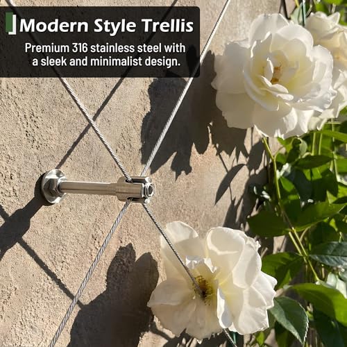 Acemaker Wire Trellis for Climbing Plants Outdoor, 20-Set Wall Wire Trellis Kit with 5/64"(2mm) x 98ft Stainless Steel Cable & Cutter, T316 Espalier System for Fence and Garden DIY Projects - Image 4