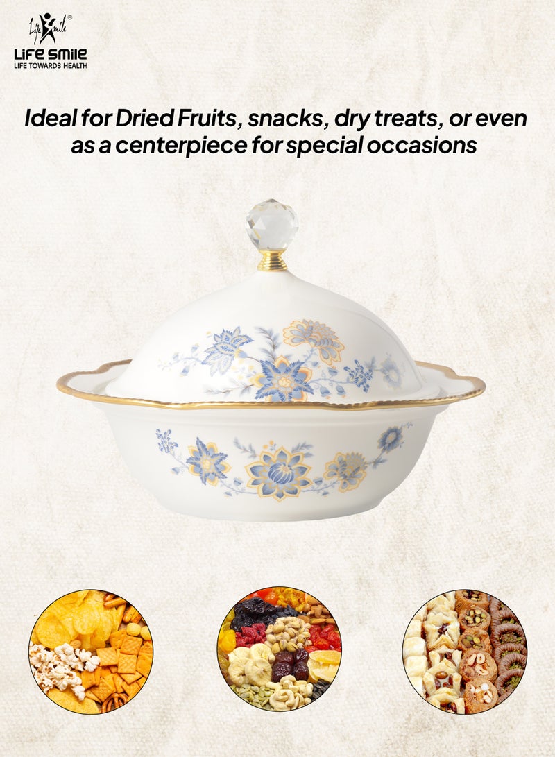 Life Smile LIFE SMILE Candy Bowl with Lid - Covered Sugar Bowl | Serving Dish and Food Storage Container, Perfect for Chocolate Jars, Home, Office, and Gift Use - Image 2
