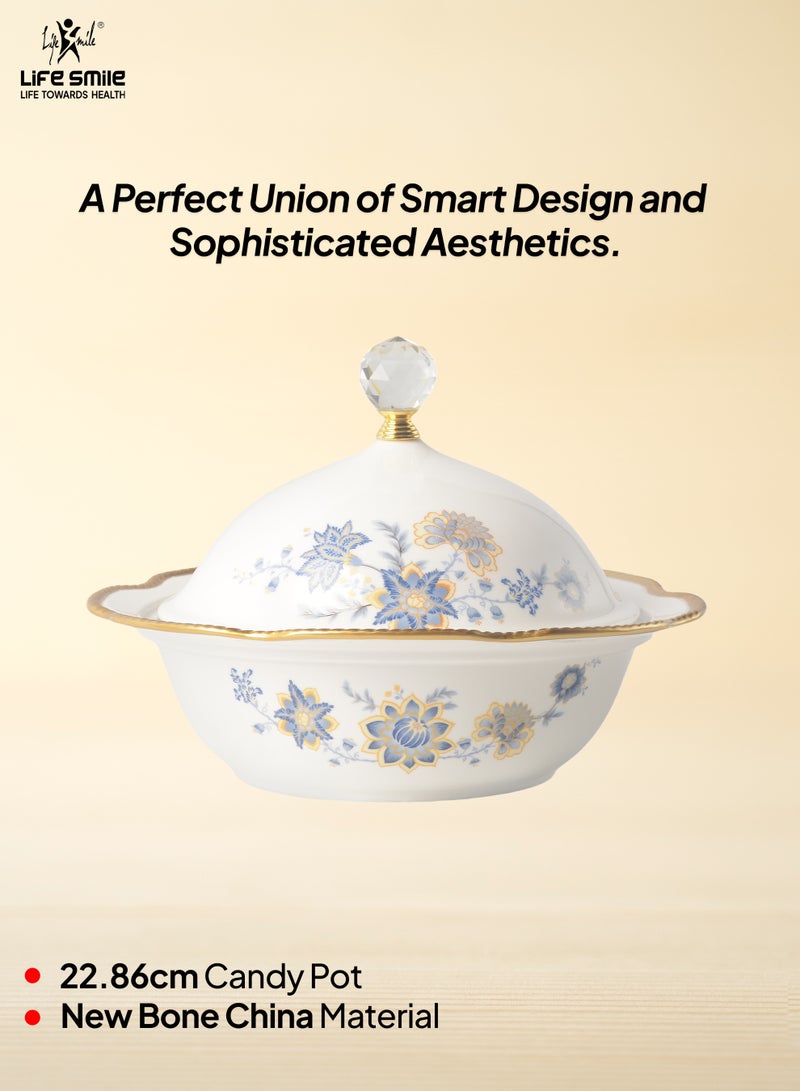 LIFE SMILE Candy Bowl with Lid - Covered Sugar Bowl | Serving Dish and Food Storage Container, Perfect for Chocolate Jars, Home, Office, and Gift Use - Image 2