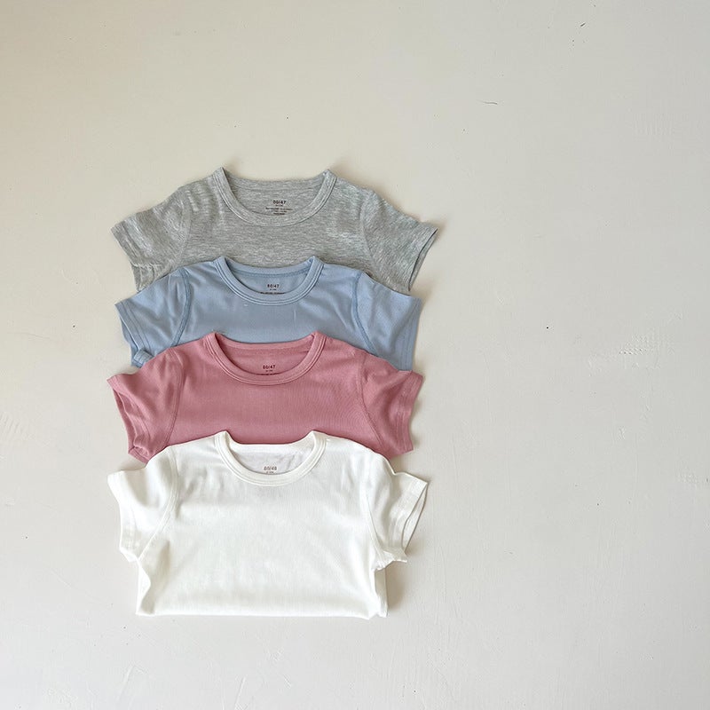Children'S Summer Thin Modal Short-Sleeved T-Shirt Boys And Girls Summer Solid Color Half-Sleeved T-Shirt Baby'S Summer Trendy Top - Image 3