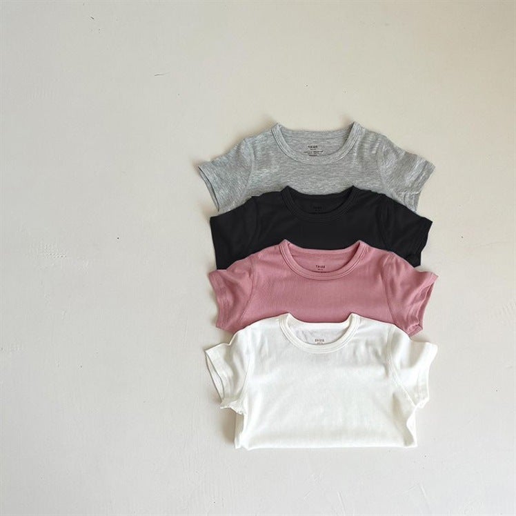 Children'S Summer Thin Modal Short-Sleeved T-Shirt Boys And Girls Summer Solid Color Half-Sleeved T-Shirt Baby'S Summer Trendy Top - Image 2