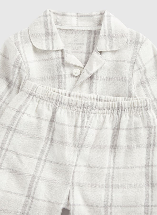 mothercare Grey Check Woven Baby Pyjamas  - Image 3