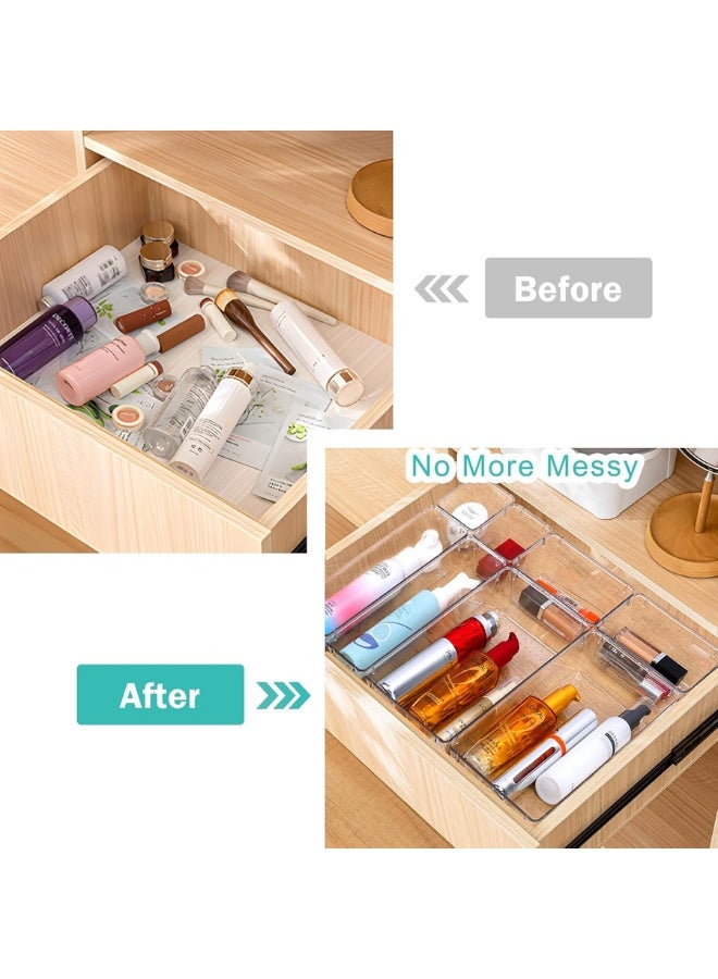 8 Pcs Desk Drawer Organizers Trays Set Clear Acrylic Storage Bins Bathroom Drawer Tray Dividers Vanity Trays Organizer for Bedroom Dresser Makeup Kitchen Utensil Office