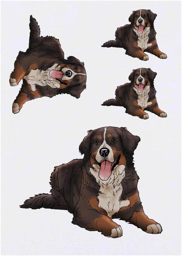 4 x Bernese Mountain Dog Temporary Tattoos Water Resistant SkinSafe NonToxic Transfers Mixed Sizes TO00039717