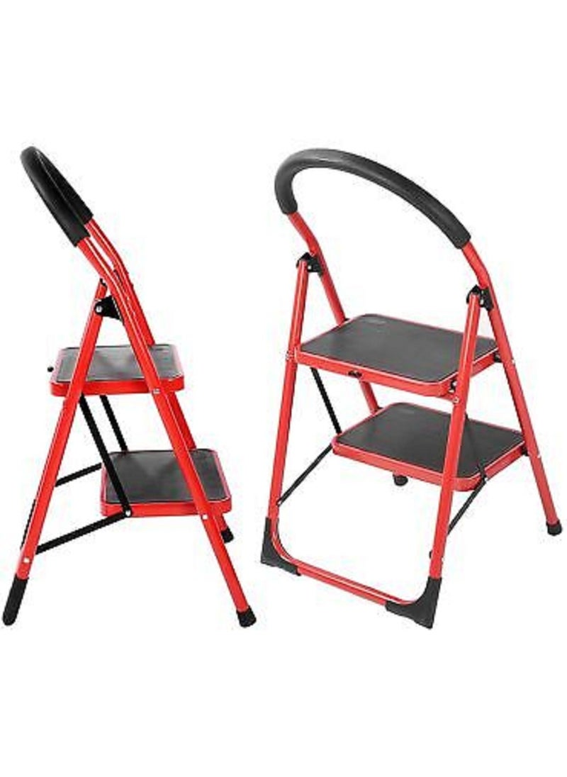 Generic 2 Steps Steel Folding Ladder Red/Black 44cm 