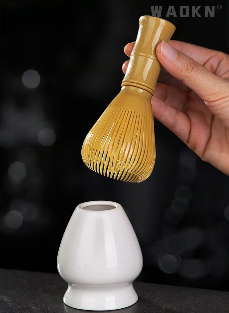 WAOKN 1pc Resin Matcha Whisk Chasen Brush Tools, Japanese Chasen, Tea Brush, Detachable, Easy to Clean, for Matcha Green Tea Powder Reusable Powder Whisk，durable Reusable Powder Whisk, Perfect for Matcha Lovers, Holiday Gift，yellow - Image 3