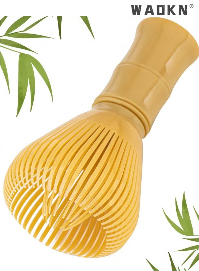 WAOKN 1pc Resin Matcha Whisk Chasen Brush Tools, Japanese Chasen, Tea Brush, Detachable, Easy to Clean, for Matcha Green Tea Powder Reusable Powder Whisk，durable Reusable Powder Whisk, Perfect for Matcha Lovers, Holiday Gift，yellow - Image 1