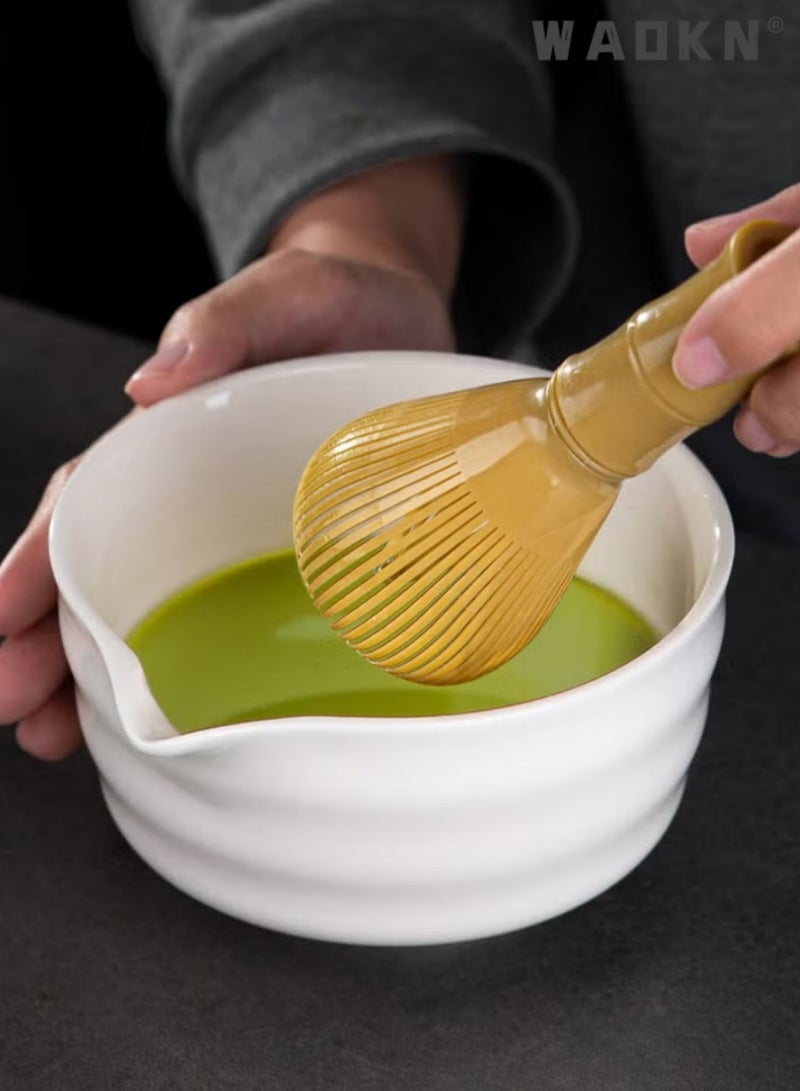 WAOKN 1pc Resin Matcha Whisk Chasen Brush Tools, Japanese Chasen, Tea Brush, Detachable, Easy to Clean, for Matcha Green Tea Powder Reusable Powder Whisk，durable Reusable Powder Whisk, Perfect for Matcha Lovers, Holiday Gift，yellow - Image 2