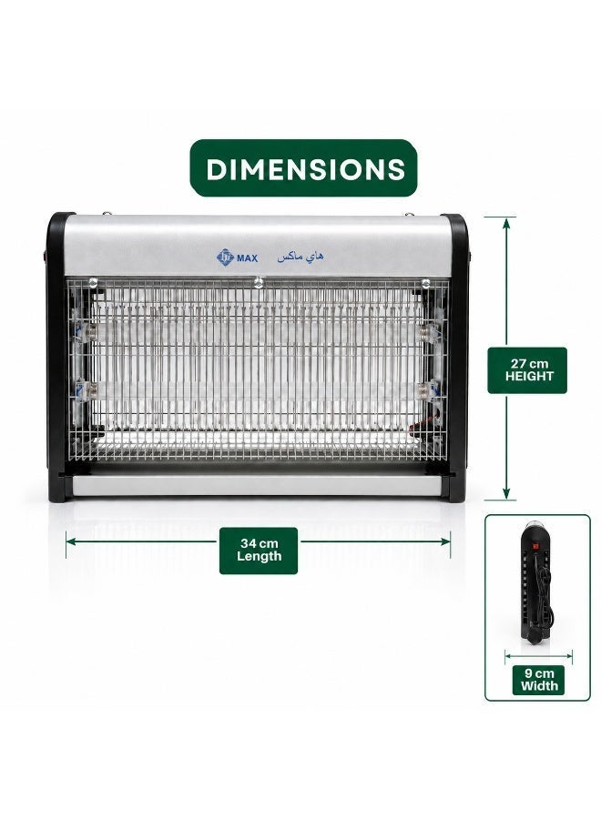 Hi Max Electric Bug Zapper & UV Insect Killer Lamp - 16W High-Voltage Mosquito Trap & Fly Killer Machine with Aluminum Housing - Chemical-Free Pest Control for Indoor - Silent Mosquito Catcher for Home - 34cm Wide, large Area Coverage, Child-pet Safe, Hanging/Wall Mount - Image 3