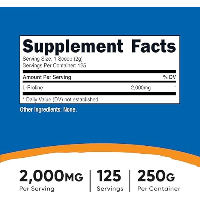Nutricost L-Proline Powder 250 Grams - 2,000mg Per Serving, Non-GMO - Image 2