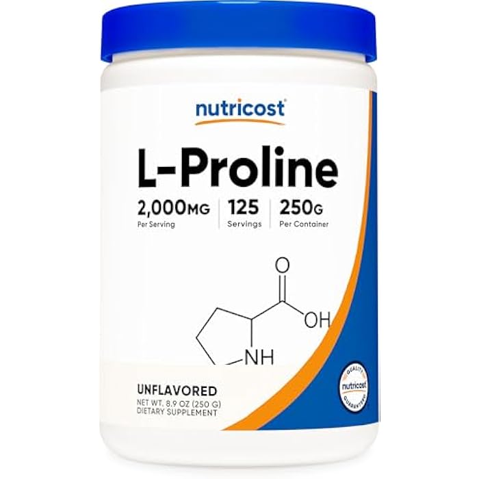 Nutricost L-Proline Powder 250 Grams - 2,000mg Per Serving, Non-GMO - Image 1