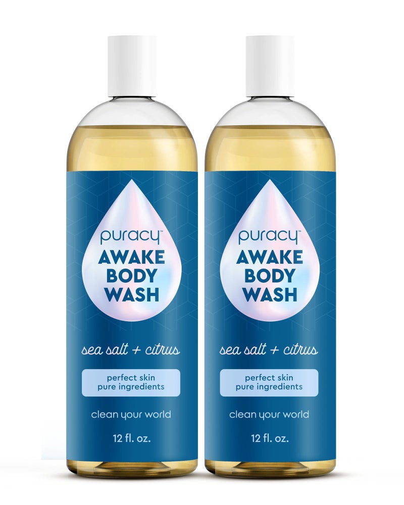 Puracy Body Wash, Natural Body Wash, 98.6% Pure Plant Ingredients, Moisturizing Shower Gel for Women Men Kids, Body Soap for Dry Sensitive Skin. Gently Scented with Citrus & Sea Salt, 12 Oz (2-Pack) - Image 1