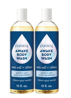 puracy Puracy Body Wash, Natural Body Wash, 98.6% Pure Plant Ingredients, Moisturizing Shower Gel for Women Men Kids, Body Soap for Dry Sensitive Skin. Gently Scented with Citrus & Sea Salt, 12 Oz (2-Pack)  - Image 1
